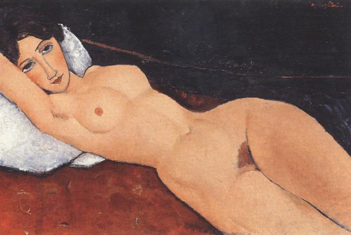 Amedeo Modigliani Reclining Nude on a Red Couch (mk39) oil painting picture